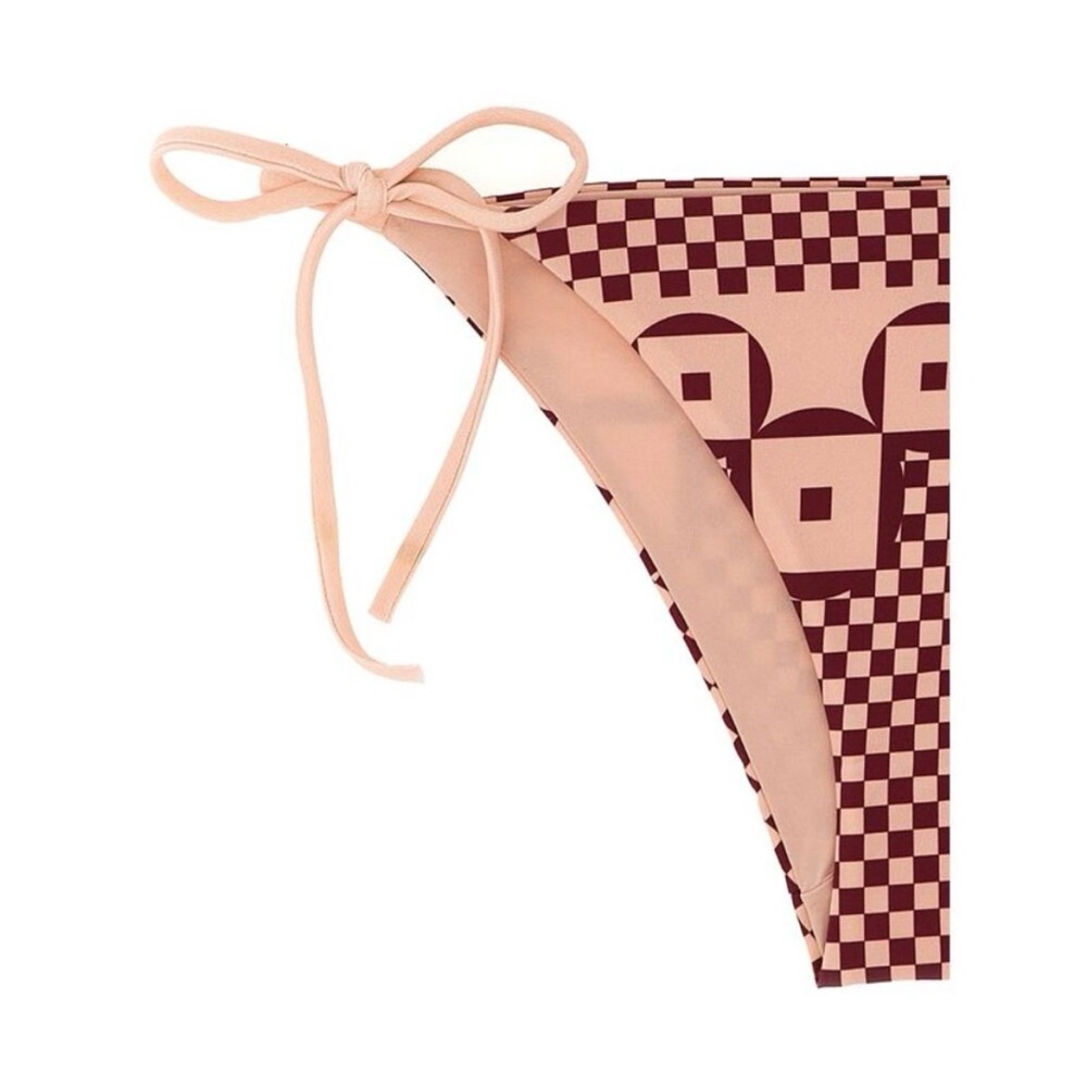 Fendi bikini geometric-print tie-side bottoms size 44 (US 8) NWT pink burgundy - Picture 2 of 4